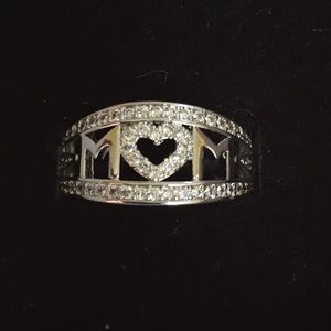 Sterling silver White topaz MOM ring